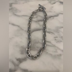 Hermes sterling silver antique authentic necklace with toggle; lightly worn